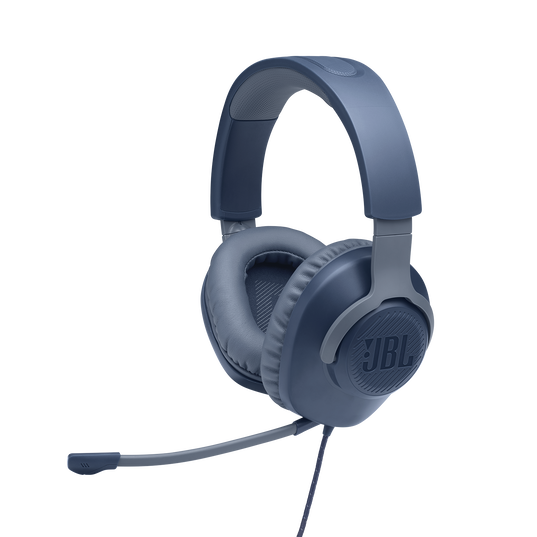 JBL Quantum 100 - Blue - Wired over-ear gaming headset with flip-up mic - Detailshot 1